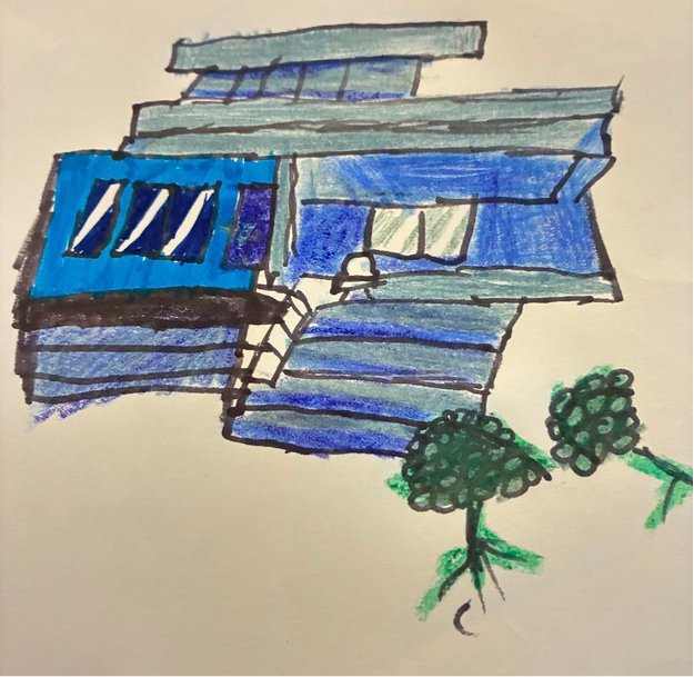Hand-drawn illustration of the Blue Porch